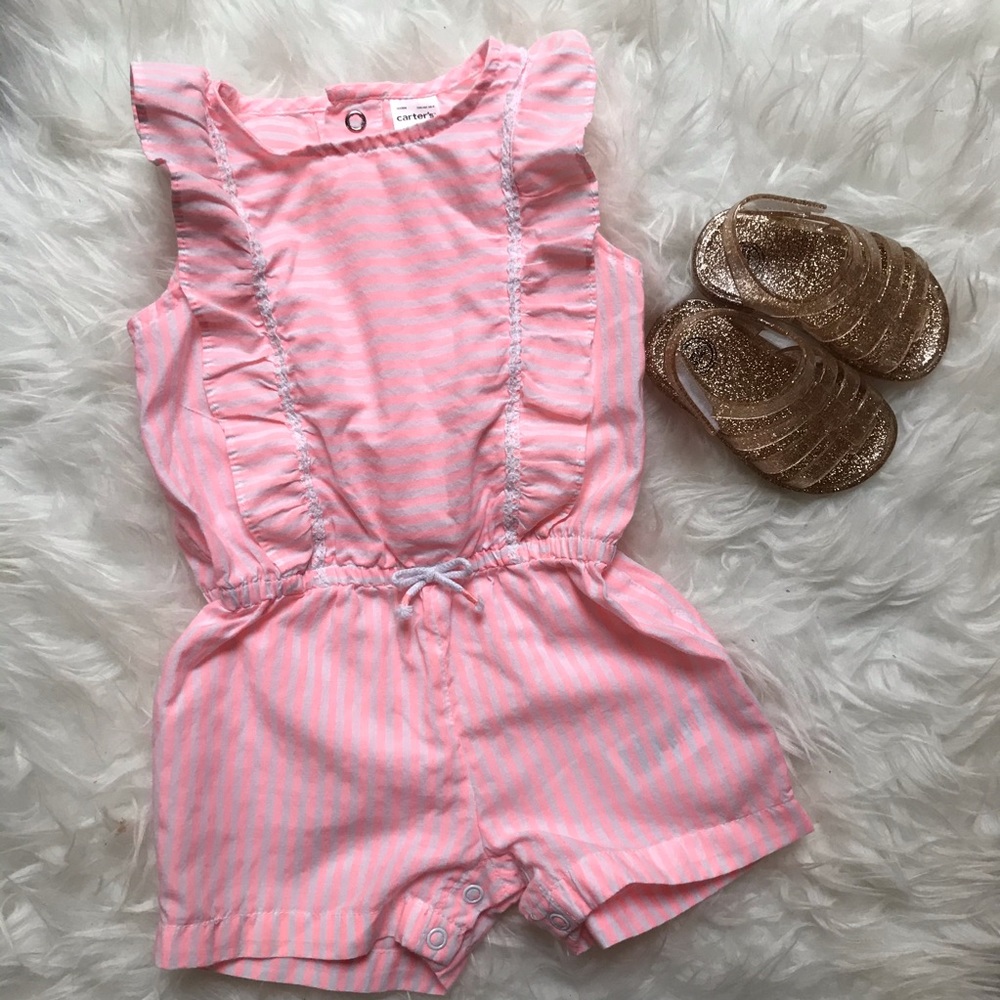 Carter’s pink jumper & gold sparkle jelly shoes 9M